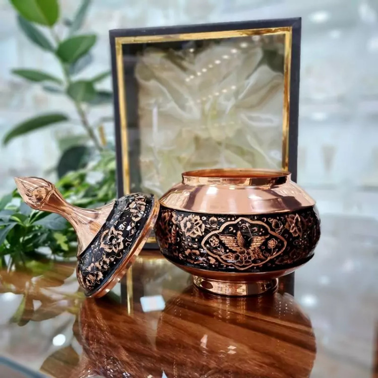 خرید شکلات خوری مسی الماس تراش سایز متوسط