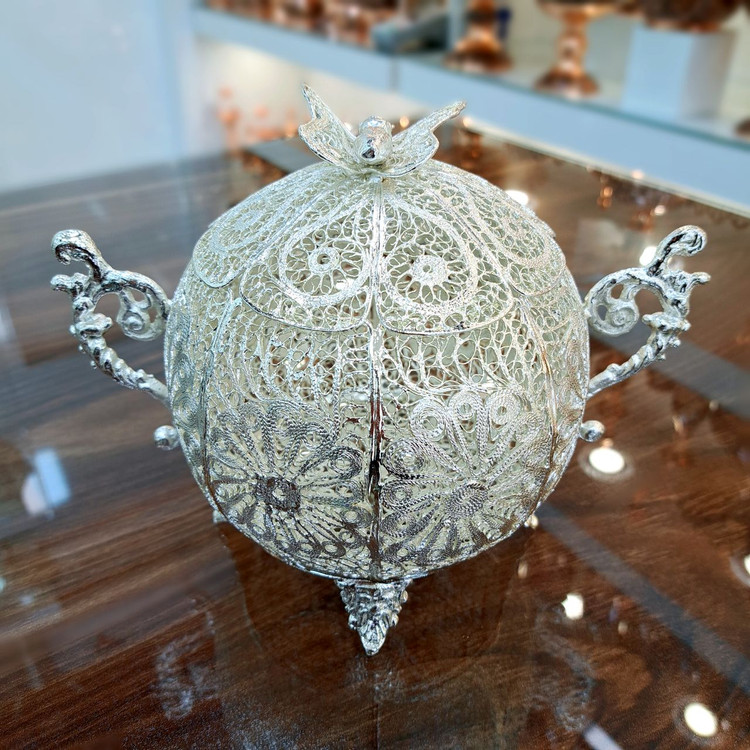 شکلات خوری ملیله کاری با روکش نقره