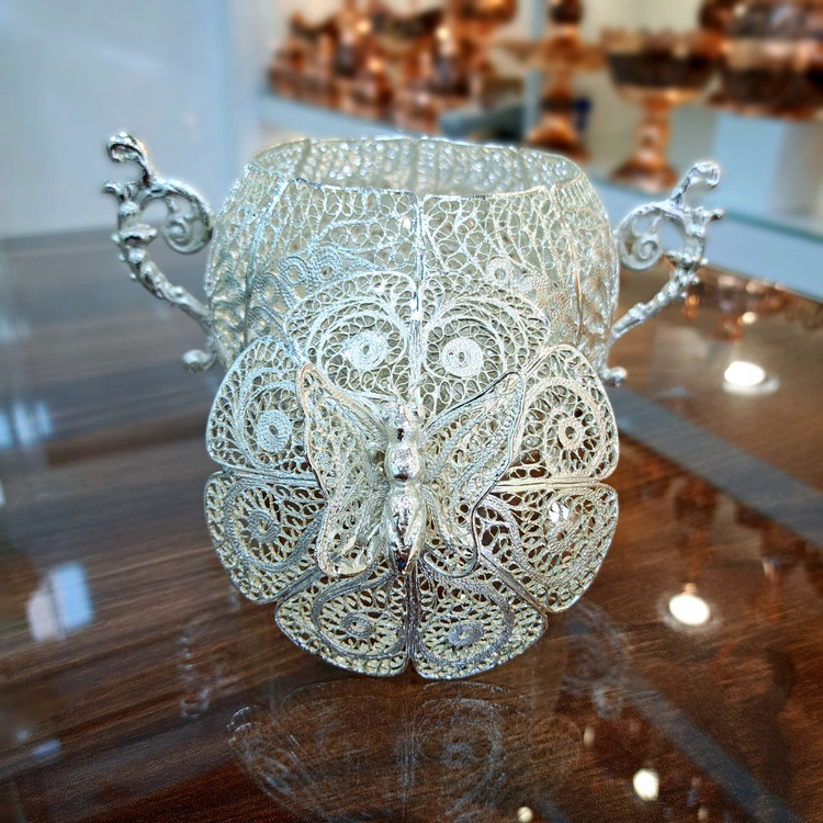 شکلات خوری ملیله کاری با روکش نقره