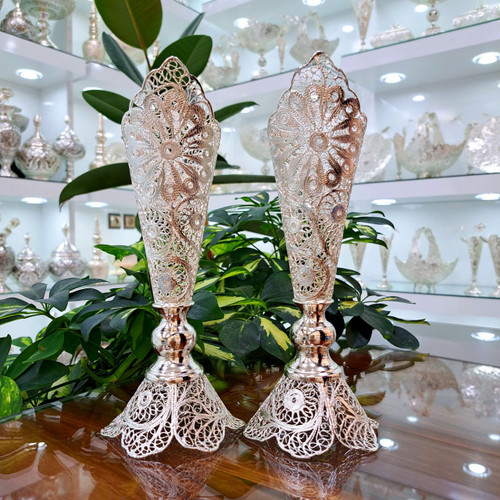 گلدان ملیله کاری با روکش نقره