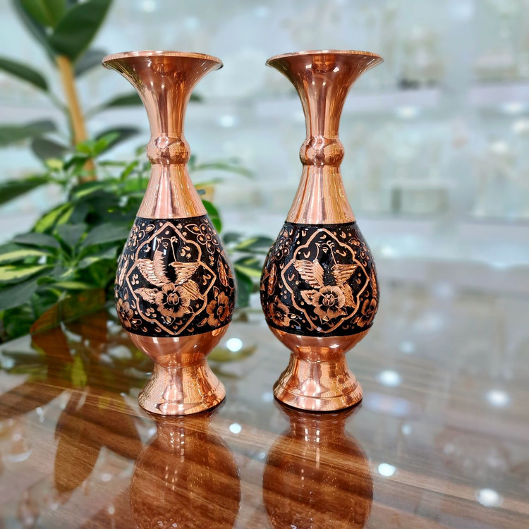 خرید گلدان مسی الماس تراش مدل صراحی سایز25