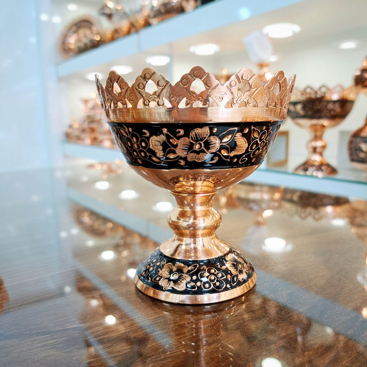 خرید کاسه آجیل مسی الماس تراش سایز11