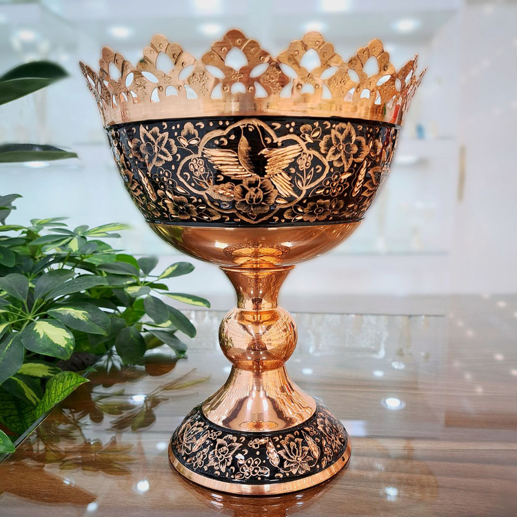 خرید کاسه آجیل مسی الماس تراش سایز 20