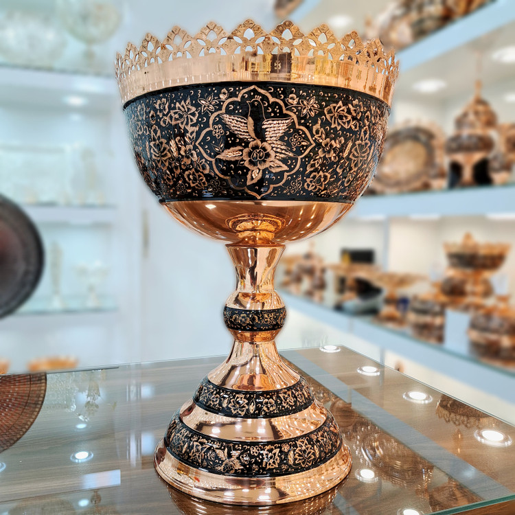 خرید آجیل خوری مسی الماس تراش سایز بزرگ کنار سالنی