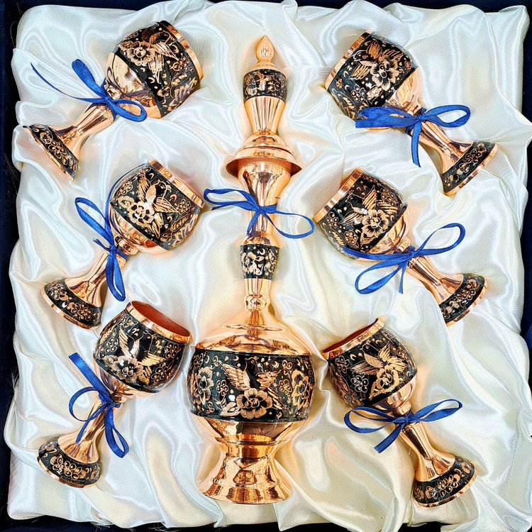 خرید سرویس تنگ و جام و سینی مسی الماس تراش