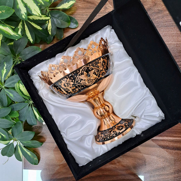 خرید آجیل خوری مسی الماس تراش با جعبه