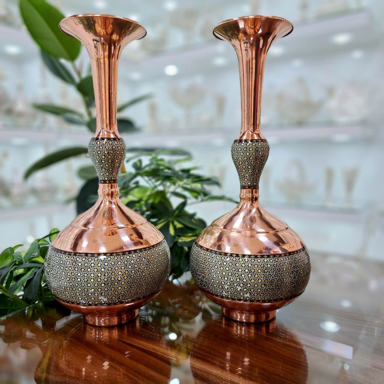 خرید گلدان مس و خاتم جدید و فانتزی دالبری بزرگ