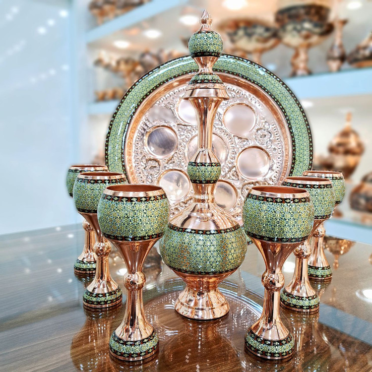 خرید ست شرابخوری بزرگ مس و خاتم با بهترین قیمت