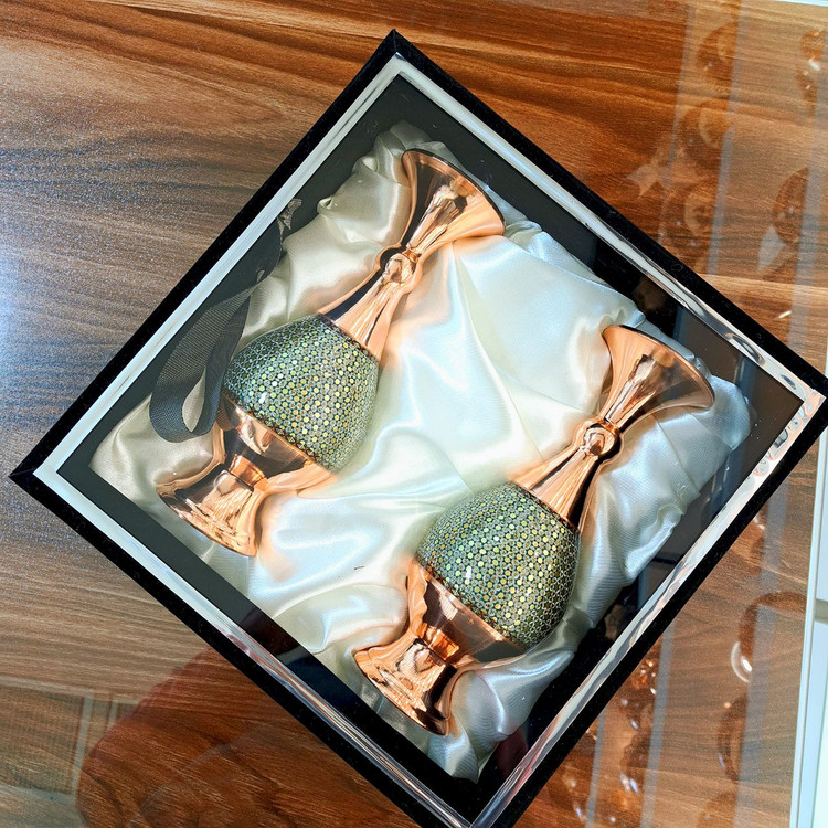 خرید گلدان مس و خاتم با جعبه