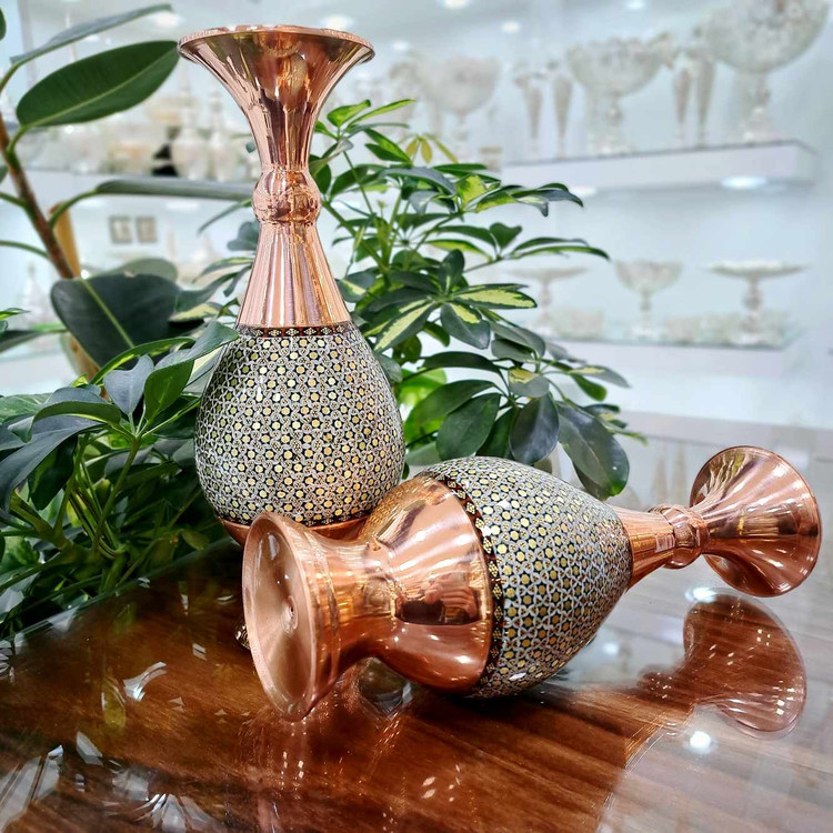 خرید گلدان مس و خاتم مدل صراحی سایز 20