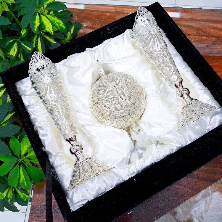 خرید ست گلدان و شکلات خوری ملیله کاری