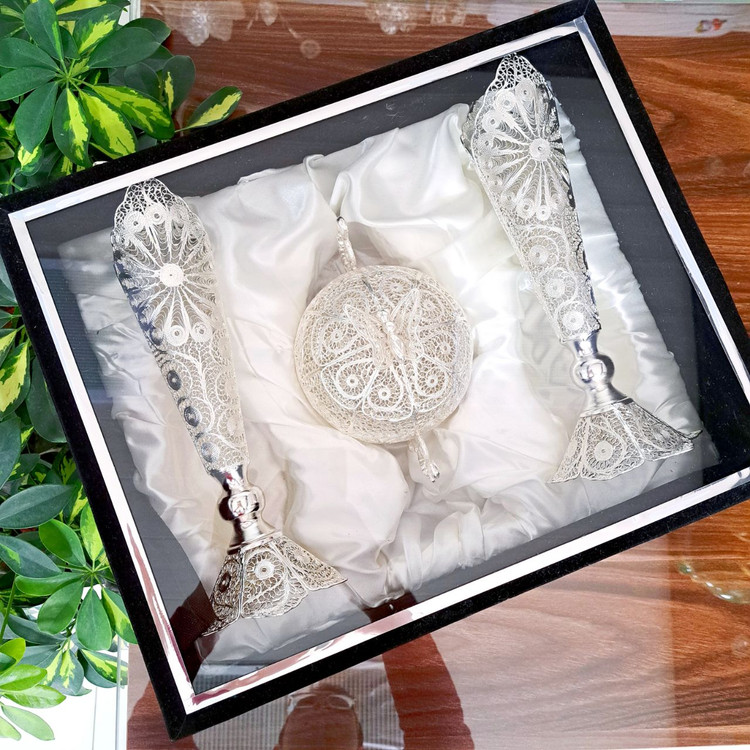 خرید گلدان و شکلات خوری ملیله با جعبه