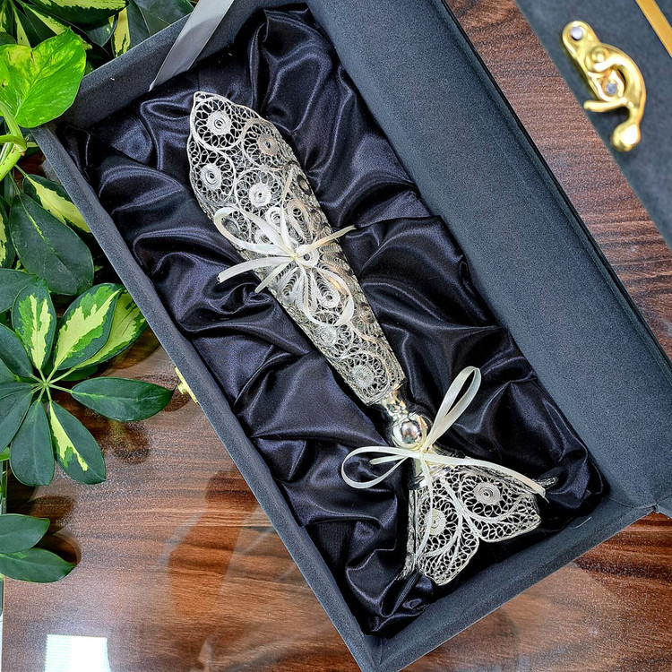 خرید گلدان ملیله کاری با روکش نقره با جعبه