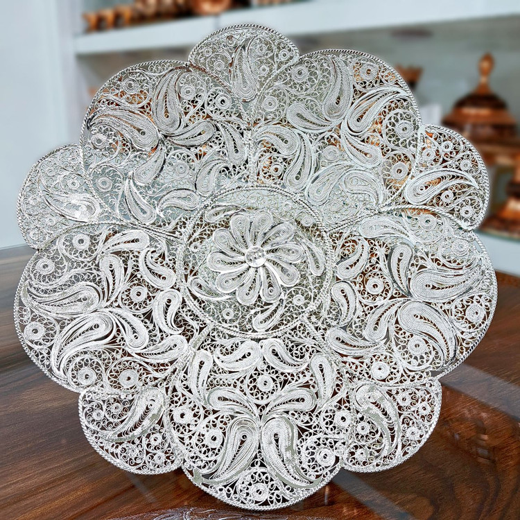 شیرینی خوری ملیله کاری با روکش نقره