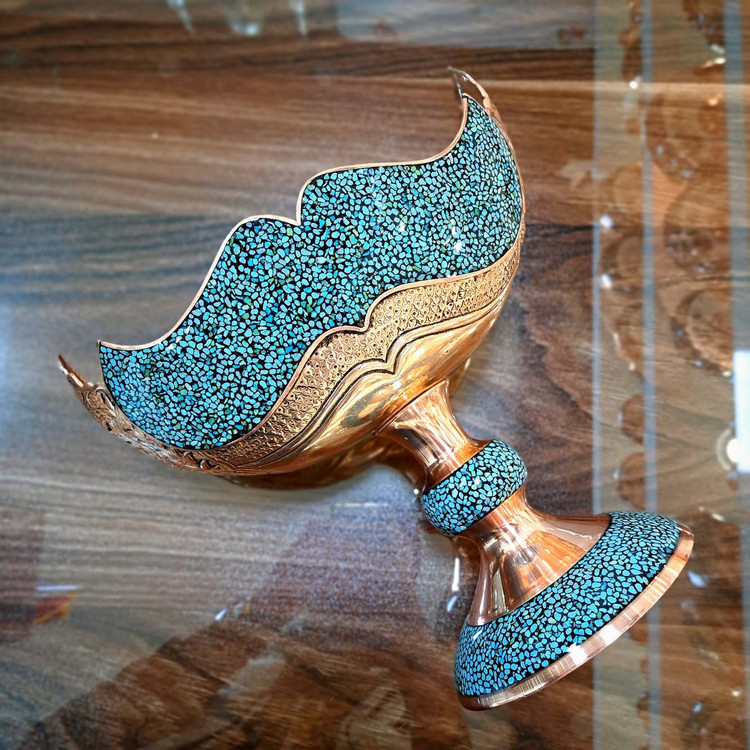 خرید کشکول فیروزه کوبی بغل قلمزنی