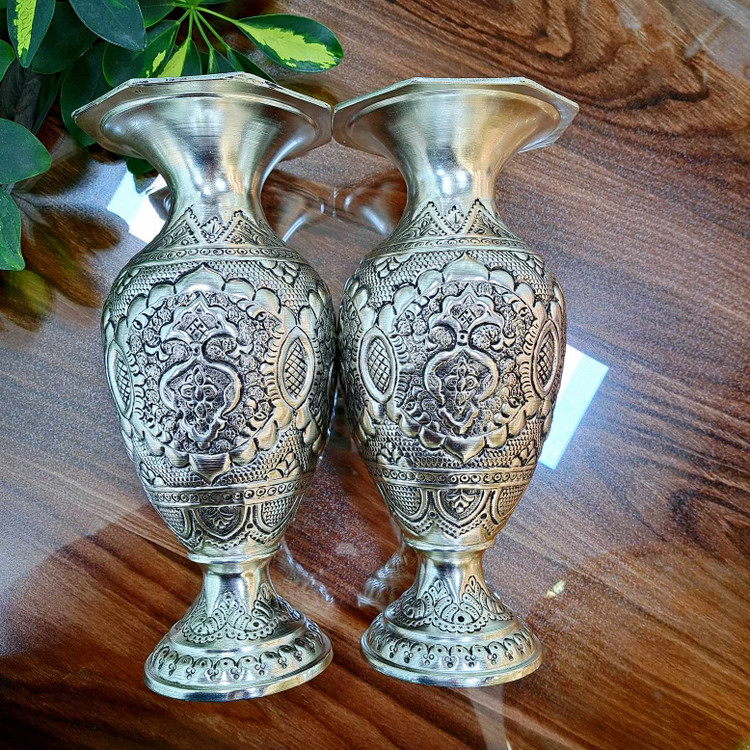 خرید ست گلدان و شکلات خوری قلمزنی نقره نما