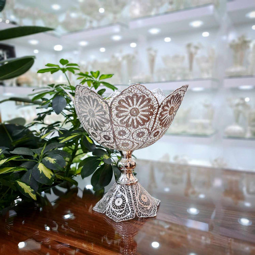 خرید کاسه آجیل ملیله کاری با روکش نقره