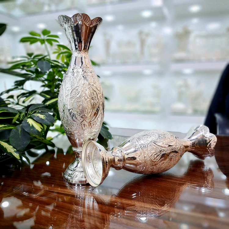 گلدان قلمزنی نقره نما