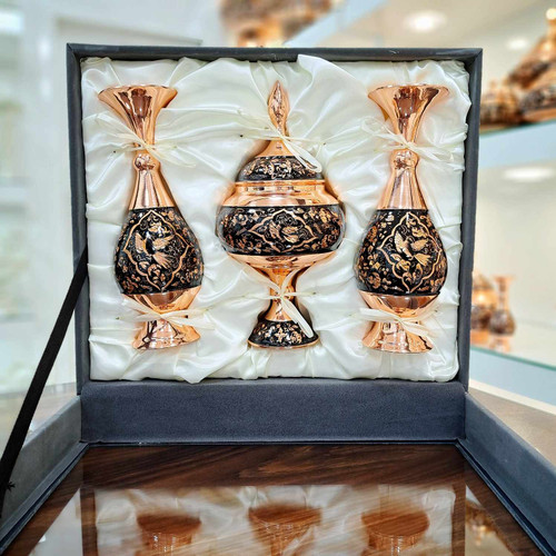 خرید ست گلدان و شکلات خوری الماس تراش با جعبه