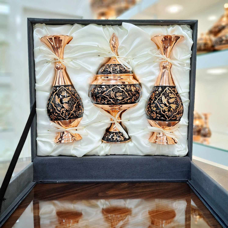 خرید ست گلدان و شکلات خوری الماس تراش با جعبه