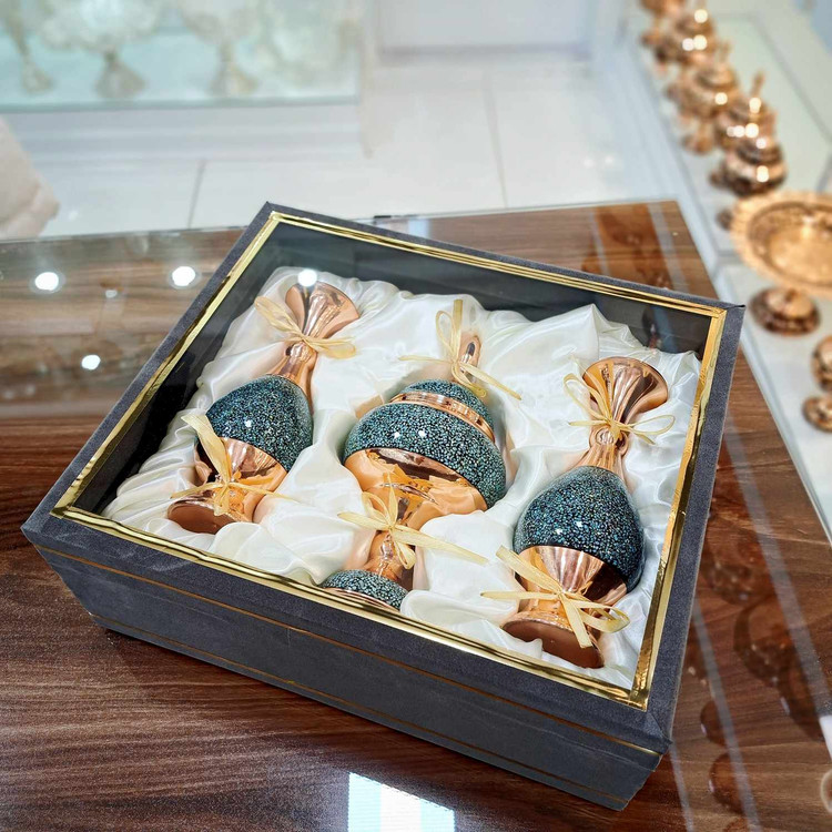 خرید ست گلدان و شکلات خوری فیروزه کوبی با جعبه