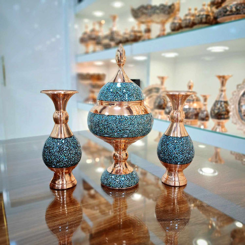 خرید ست گلدان و شکلات خوری فبروزه کوبی