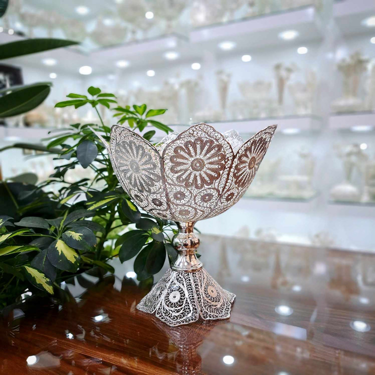 میوه خوری ملیله کاری با روکش نقره