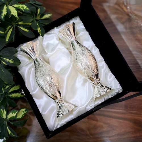 گلدان قلمزنی نقره نما با روکش نقره