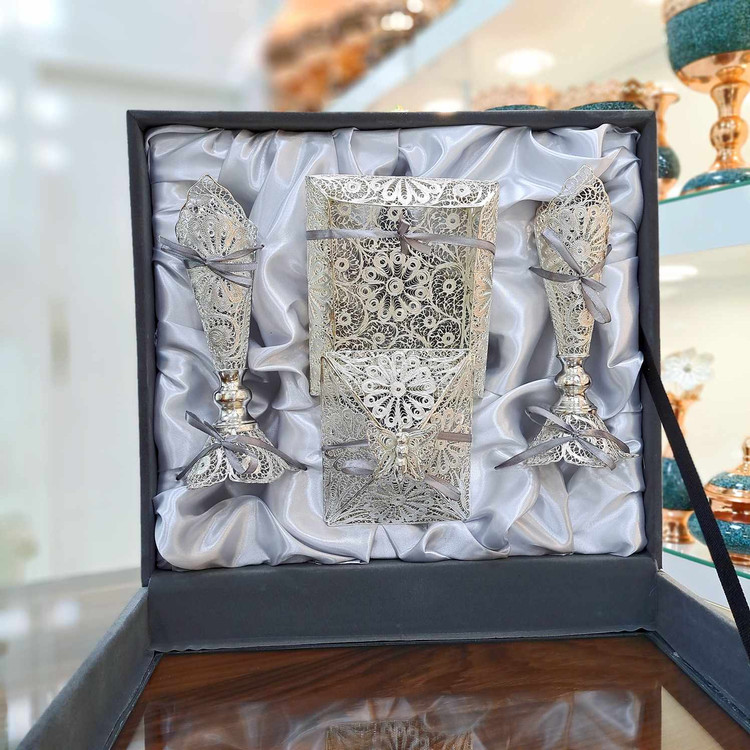 ست ملیله کاری با روکش نقره