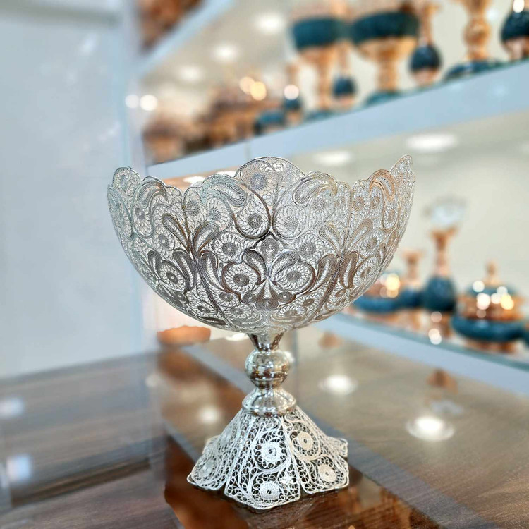 میوه خوری ملیله کاری با روکش نقره