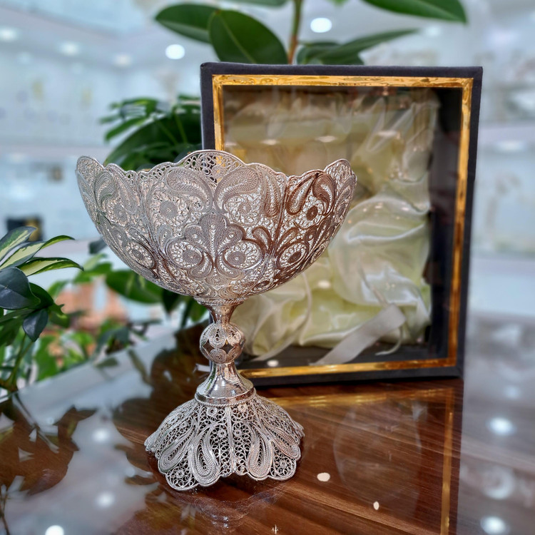 کاسه آجیل ملیله کاری با روکش نقره