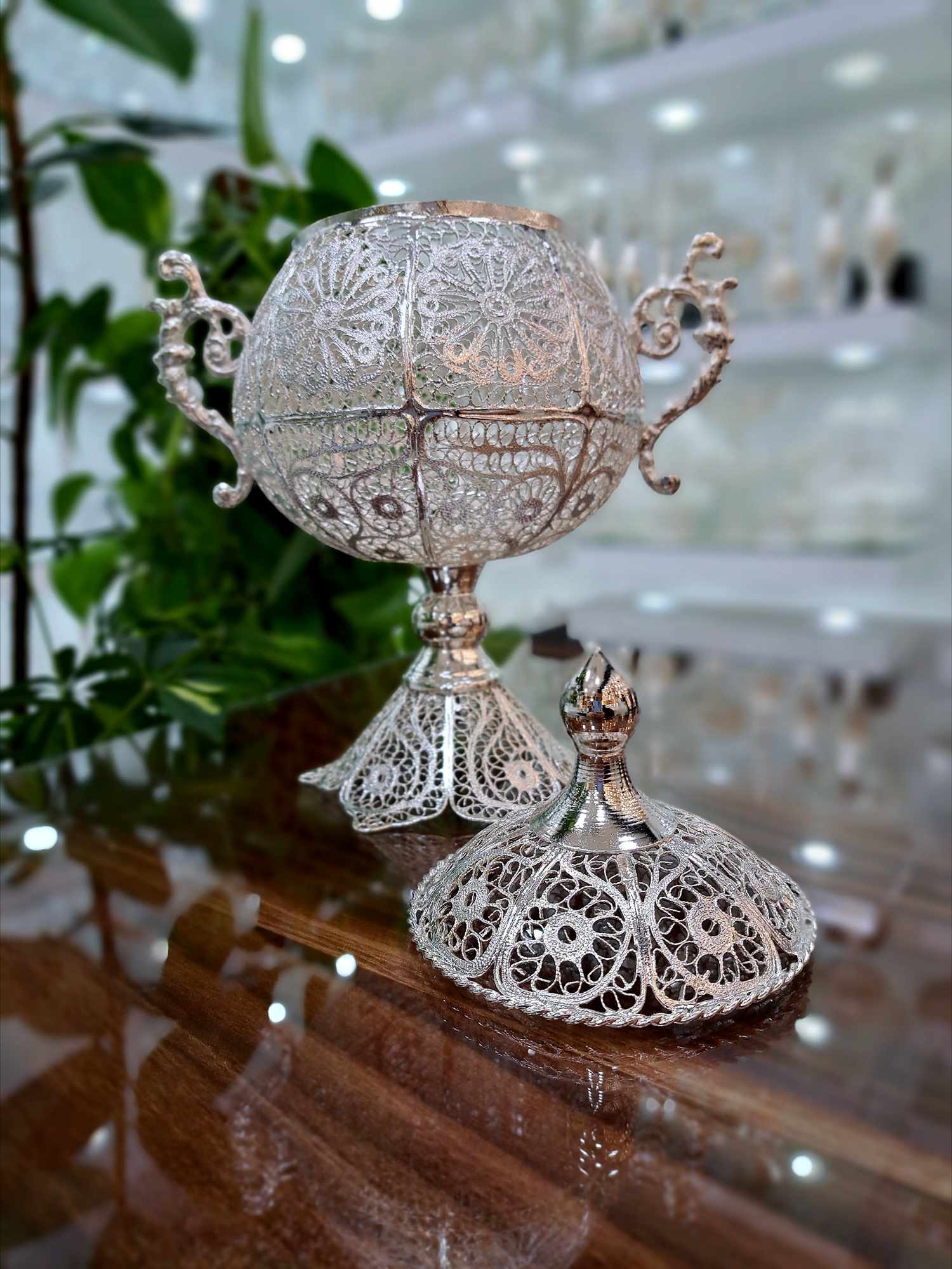 خرید شکلات خوری ملیله کاری با روکش نقره