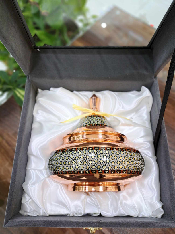 شکلات خوری مس و خاتم مدل سفینه