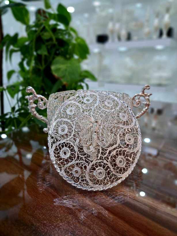 خرید شکلات خوری ملیله کاری با روکش نقره