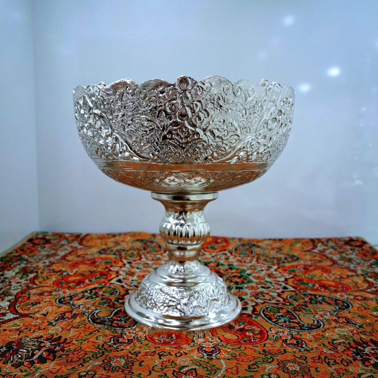 کاسه آجیل قلمزنی گل و مرغ