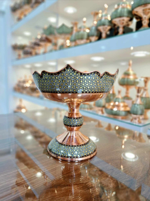 خرید ظرف میوه خوری مس و خاتم