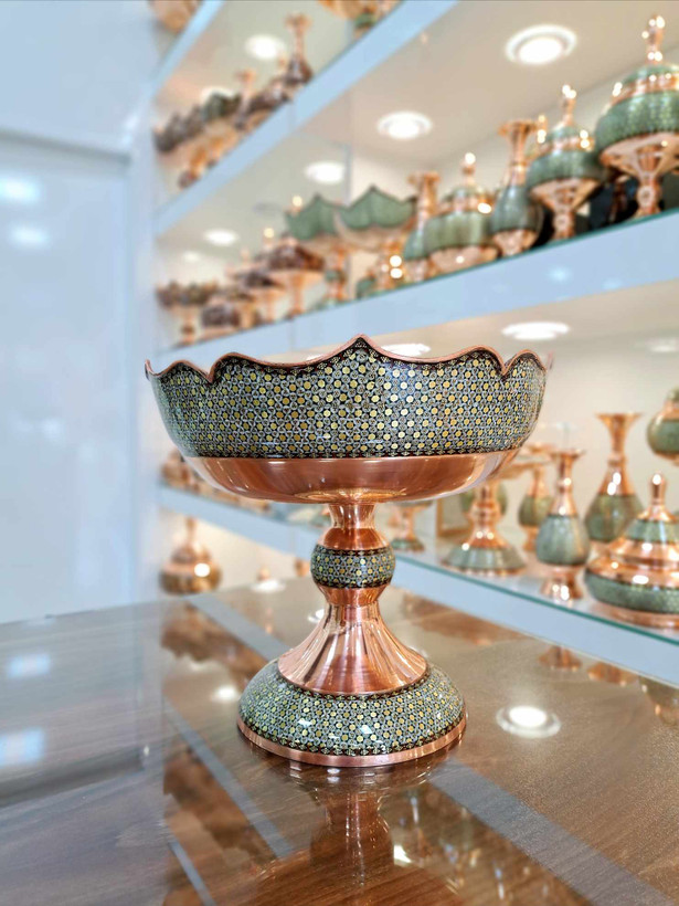 خرید ظرف میوه خوری مس و خاتم