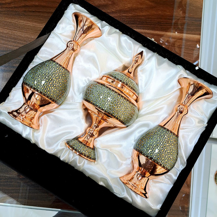 خرید ست مس و خاتم نفیس به همراه باکس جیر