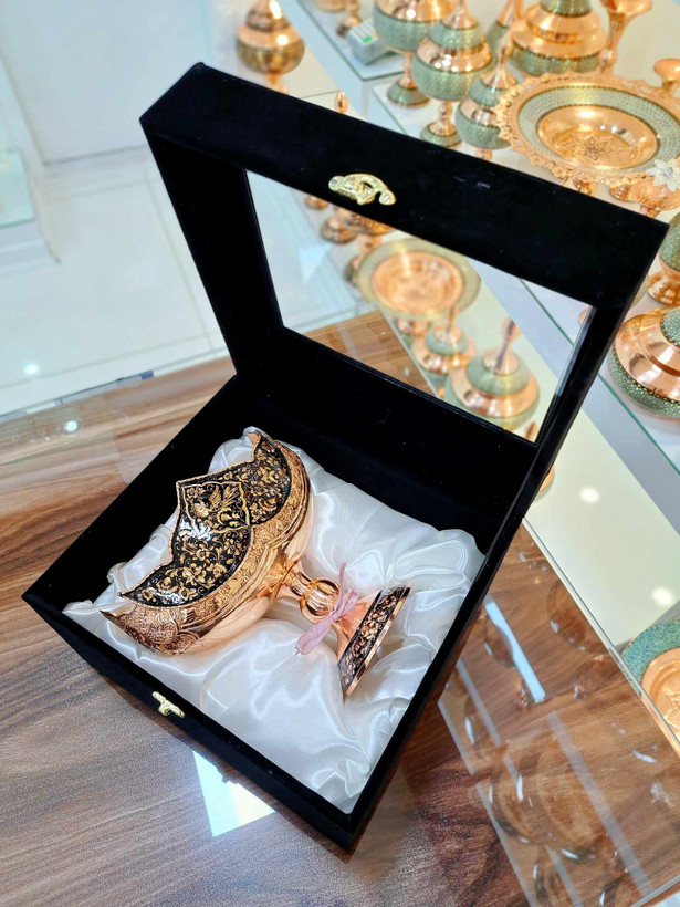 کشکول مسی الماس تراش به همراه باکس جیر