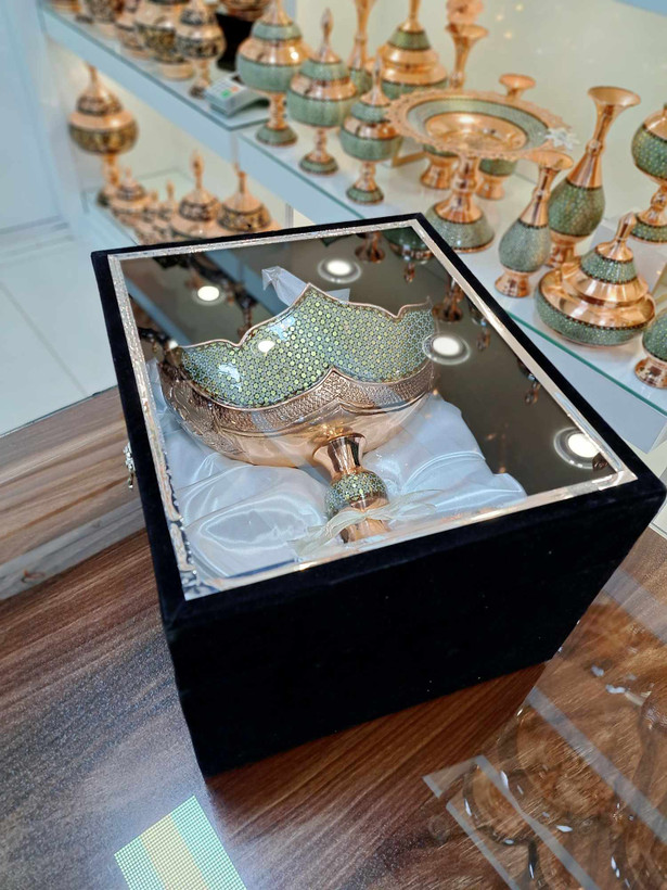 خرید کشکول مس و خاتم نفیس به همراه باکس جیر