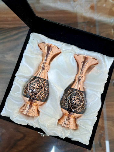گلدان مسی الماس تراش سایز16