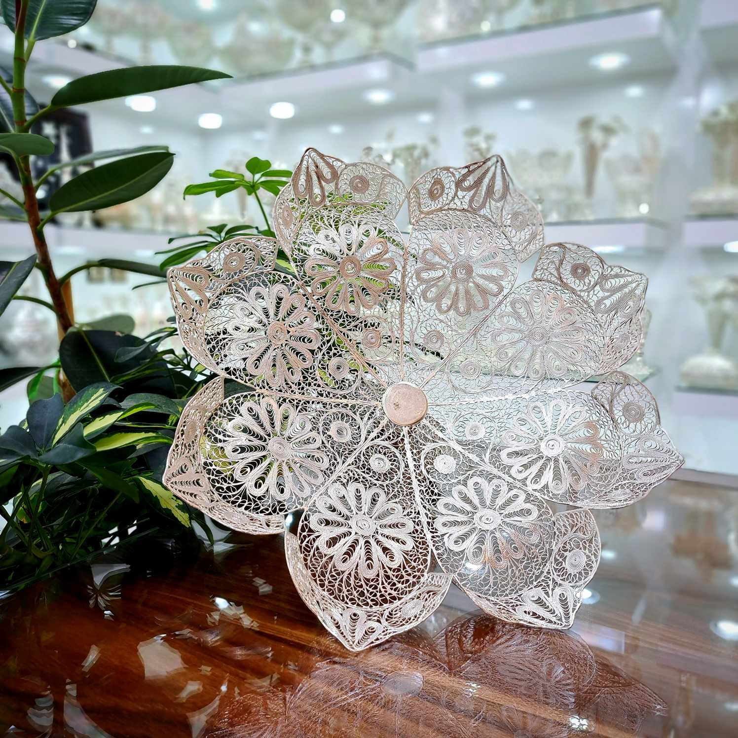میوه خوری ملیله کاری با روکش نقره سایز متوسط 