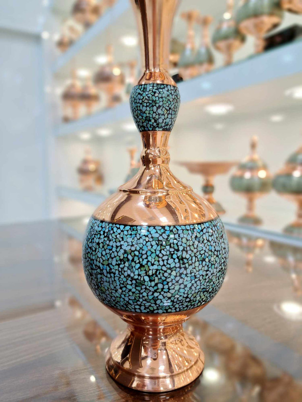 خرید گلدان مس و فیروزه اشرافی سایز 25